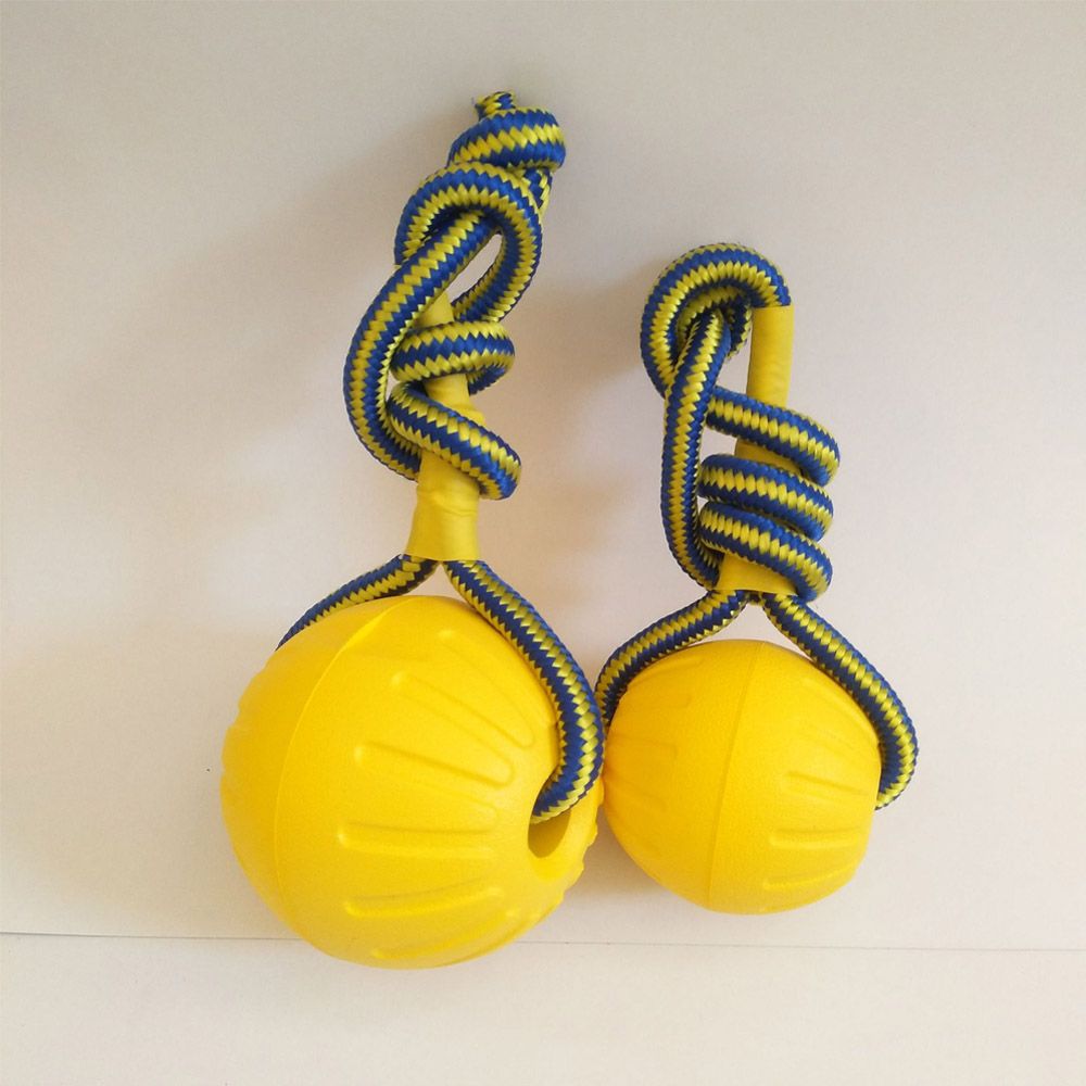 Suction Cup Dog Tug Toy - 7cm/9cm Żółta niezniszczalna gumowa piłka Trening