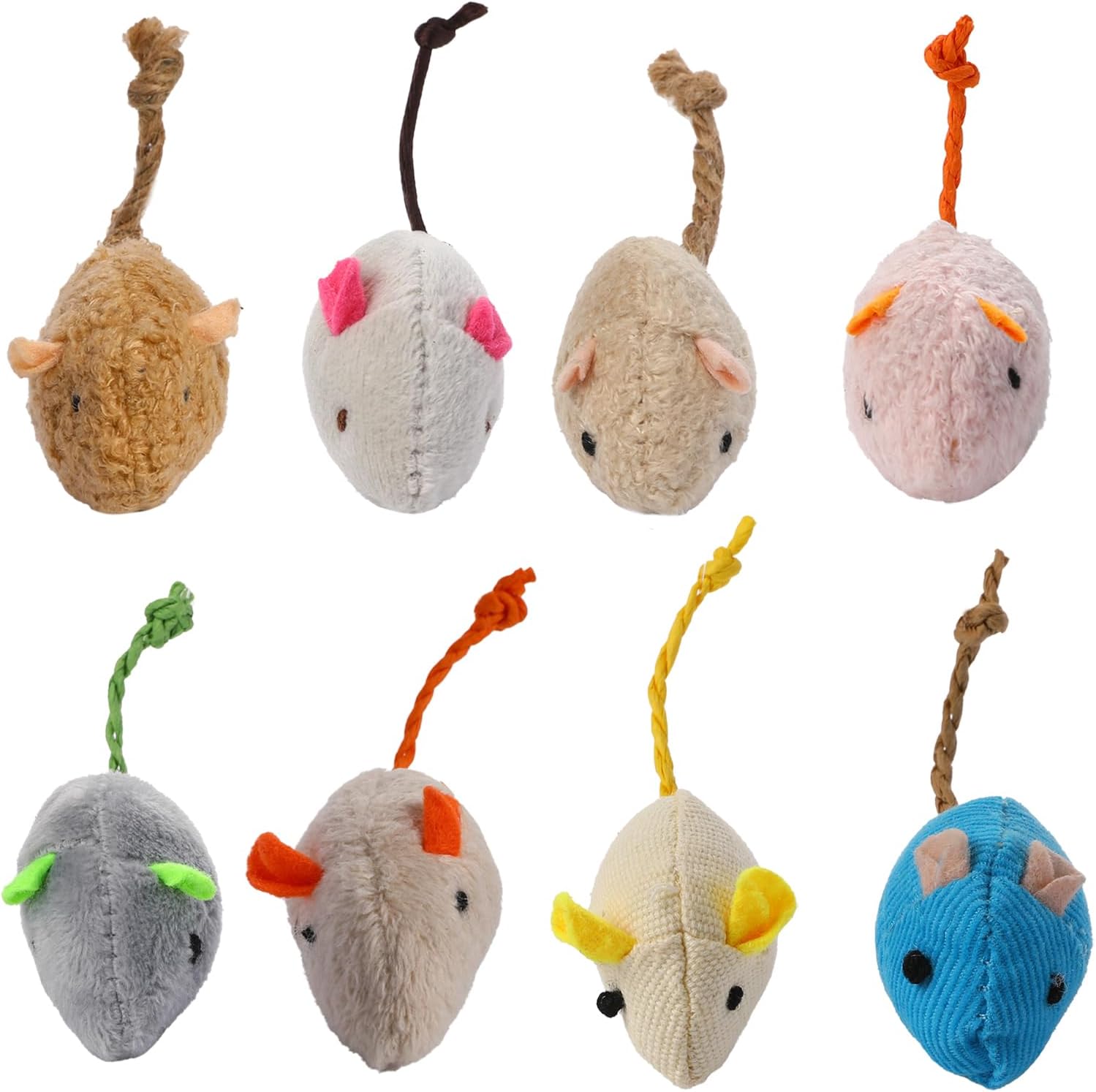 Catnip Interactive Plush Mouse - 8 losowo pakowanych interaktywnych zabawek dla